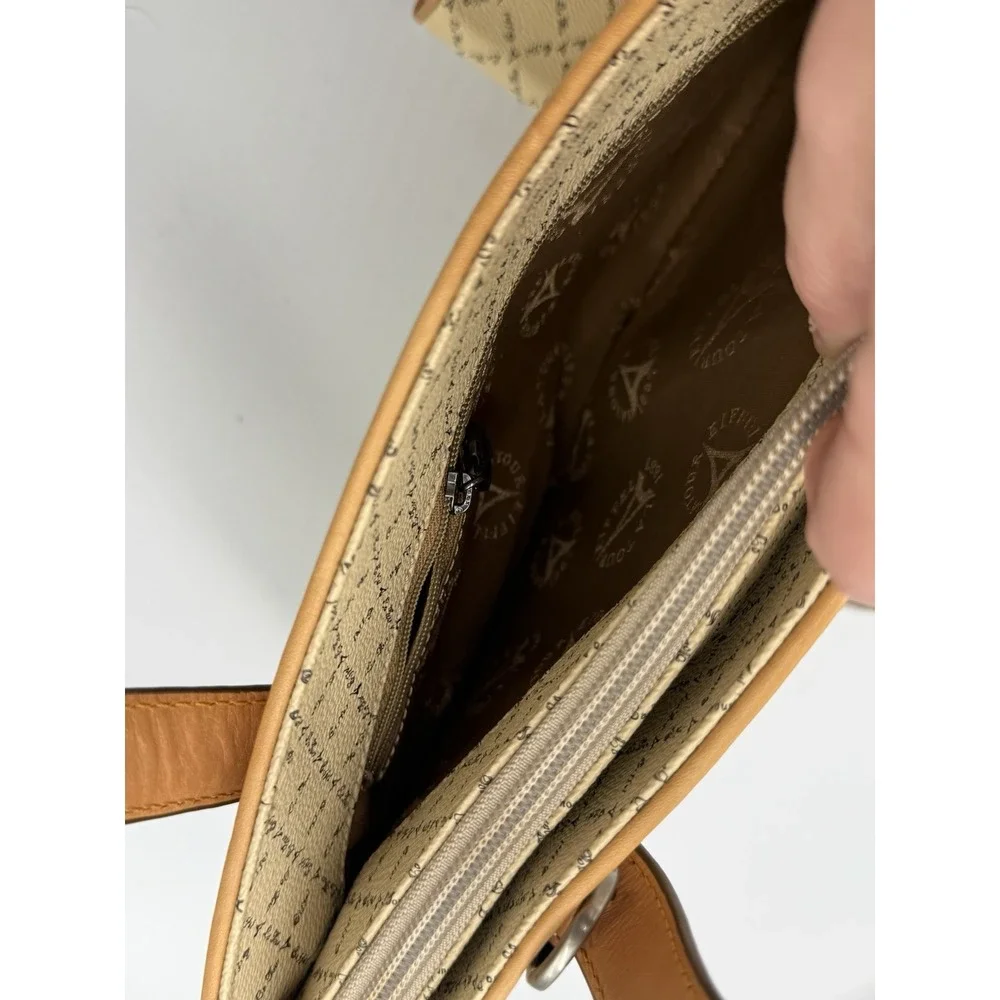 La Tour Eiffel Paris Monogram Satchel Crossbody Bag Beige Matching Wallet Set